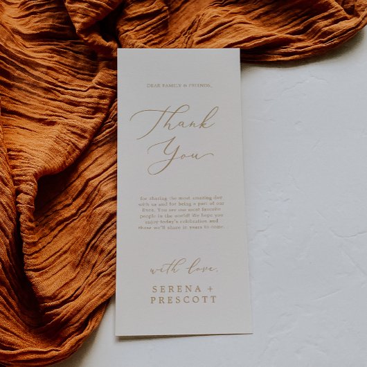 Délicat Or et crème Carte de remerciements imprima