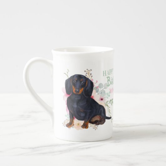 Délicat os Chine DACHSHUND maman Anniversaire Mug (Gauche)