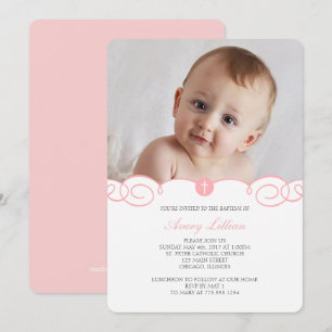 Délicat Scroll Baptism Invitation