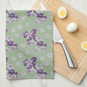 Délicat serviette de thé aux orchidées violettes (Quart Plié)