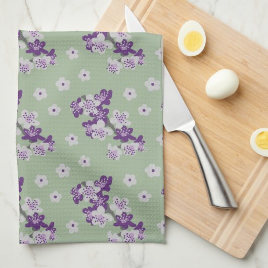 Délicat serviette de thé aux orchidées violettes (Quart Plié)