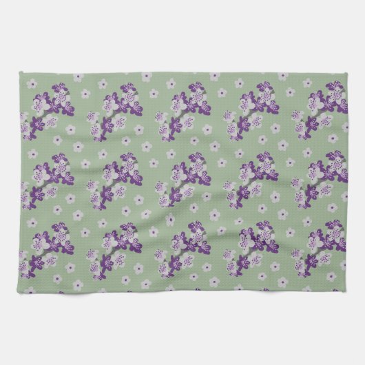 Délicat serviette de thé aux orchidées violettes (Horizontal)