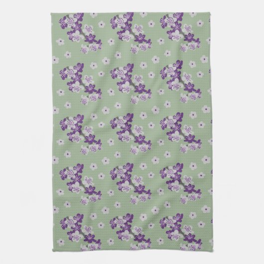 Délicat serviette de thé aux orchidées violettes (Vertical)