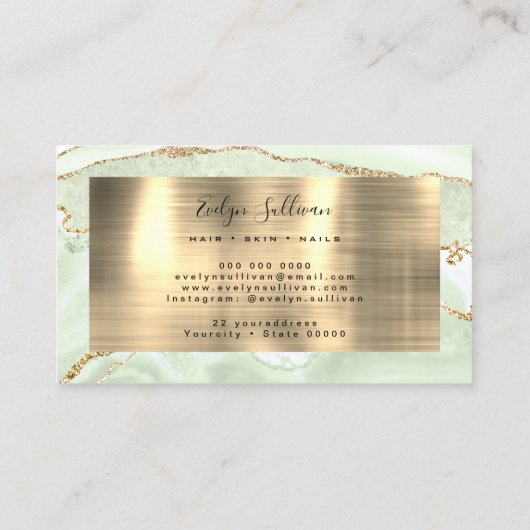 délicat vert Carte de visite Agate (Dos)