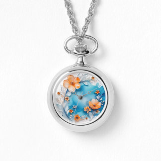 Delicate 3D Pastel Flowers Horloge Ketting