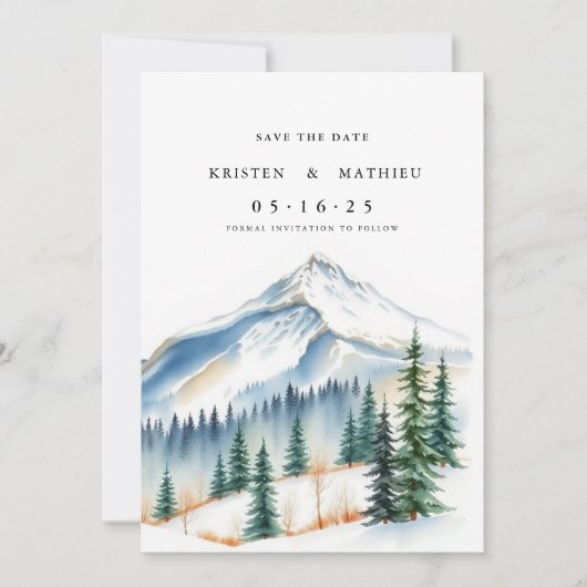 delicate afdrukbare berg save the date (Voorkant)