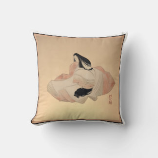 Delicate Ancient Japanese Print on Pillow Kussen