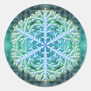 Delicate Aqua Ice Crystal Snowflake Sticker