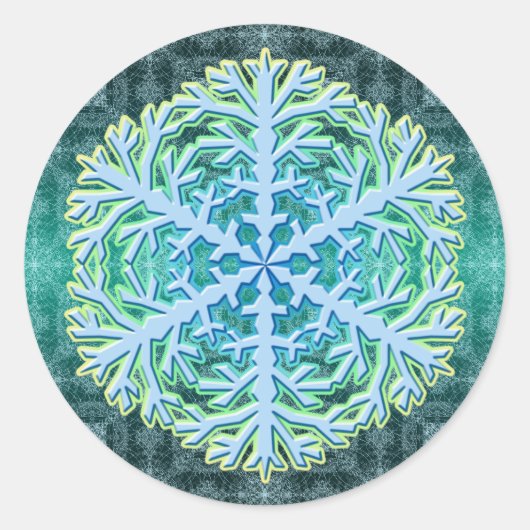 Delicate Aqua Ice Crystal Snowflake Sticker (Voorkant)