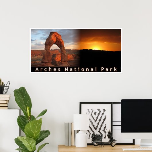 Delicate Arch Sunset Combo Poster (Thuiskantoor)