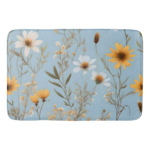 Delicate Australische wilde bloemen op blauw, Badmat