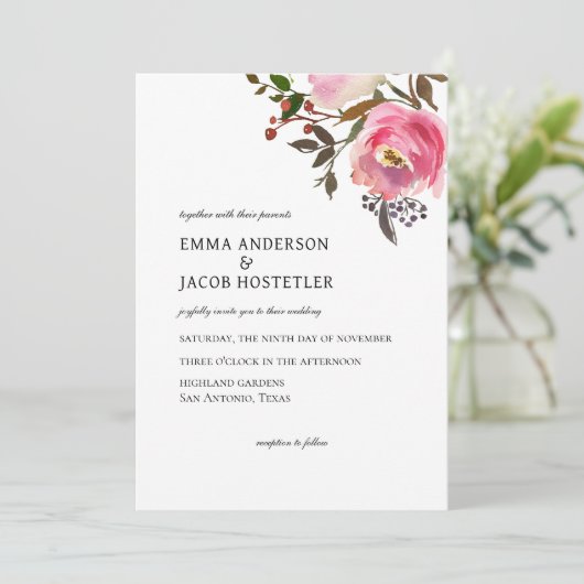 Delicate Autumn Rozen Waterverf Kaart (Staand voorkant)