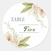 Delicate Beige waterverf tafelnummer Ronde Sticker (Voorkant)