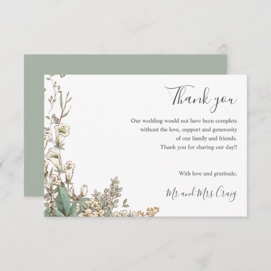 Delicate Bellflowers vert Mariage merci (Devant / Derrière)