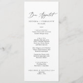 Delicate Black Calligraphy Bon Appétit Dinner Mann Menu (Voorkant)