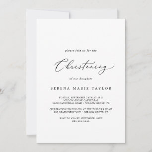 Delicate Black Calligraphy Christening Kaart