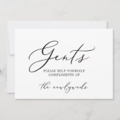 Delicate Black Calligraphy Gents Bathroom Sign. Kaart (Voorkant)