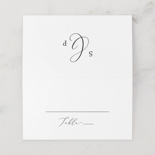 Delicate Black Calligraphy Monogram Folded Wedding (Buitenkant ongevouwen)