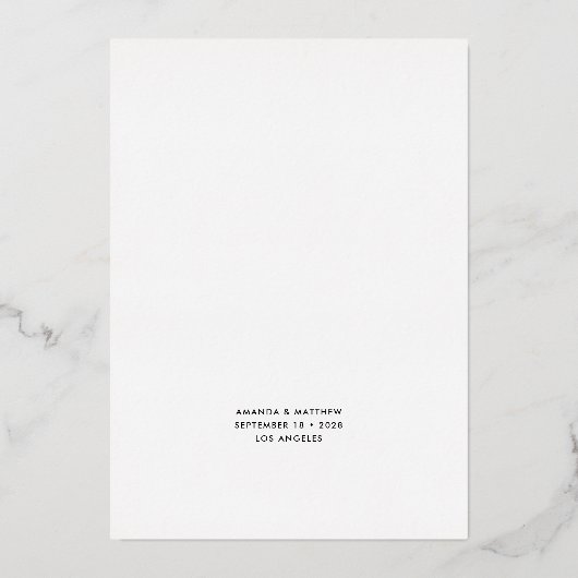 Delicate Black Calligraphy Script Wedding Menu Folie Uitnodiging (Achterkant)
