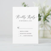 Delicate Black Calligraphy Simple RSVP-kaart RSVP Kaartje (Staand voorkant)