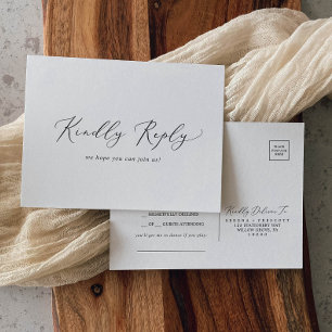 Delicate Black Calligraphy Song RSVP Briefkaart