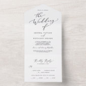 Delicate Black Calligraphy Wedding All In One Uitnodiging (Binnen)
