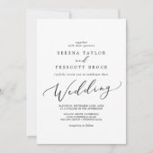 Delicate Black Calligraphy Wedding Kaart (Voorkant)