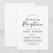 Delicate Black Calligraphy Wedding Reception Kaart (Voorkant / Achterkant)