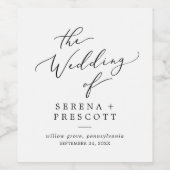 Delicate Black Calligraphy Wedding Wijn Etiket (Enkel label)