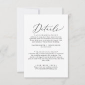 Delicate Black DIY Elegant Wedding Details Kaart (Voorkant)
