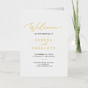 Delicate Black & Gold Foil vouded Wedding Program Folie Wenskaart