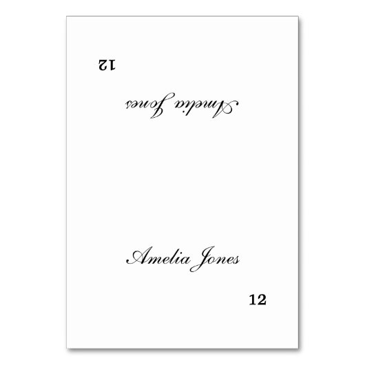 Delicate Black Script Guest Name Place Card Kaart (Voorkant)