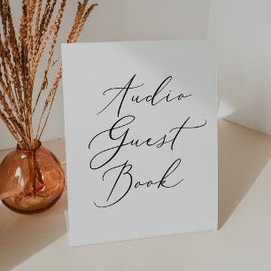 Delicate Black Wedding Audio Gastboek Reclamebord Met Voetstuk