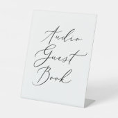 Delicate Black Wedding Audio Gastboek Reclamebord Met Voetstuk (Voorkant)