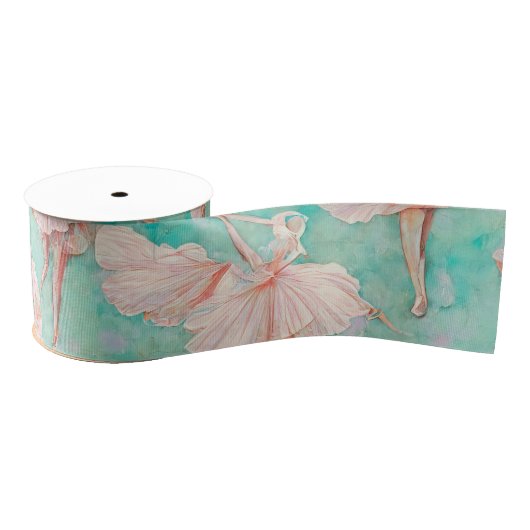 Delicate  Blauw en Roze Tiny Dancer Print Grosgrain Lint (Spoel)