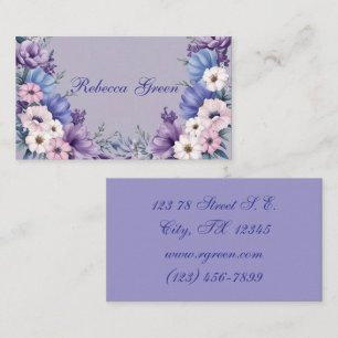 Delicate blauw, wit, roze en Paarse zomerbloemen Visitekaartje
