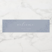 Delicate Blauwe Bloemige Bruiloft Waterfles Etiket (Enkel label)