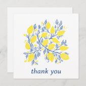 delicate blauwe en gele citroenwijnstokken bedankkaart (Voorkant / Achterkant)