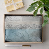 Delicate Blauwe  Geïnspireerde Bloemen Decoupage Tissuepapier (Geschenk)