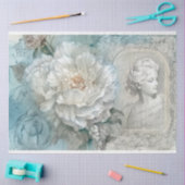 Delicate Blauwe  Geïnspireerde Bloemen Decoupage Tissuepapier (Craft)