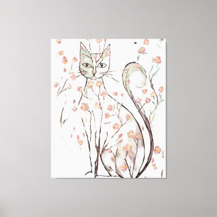 Delicate bloem kat illustratie canvas afdruk