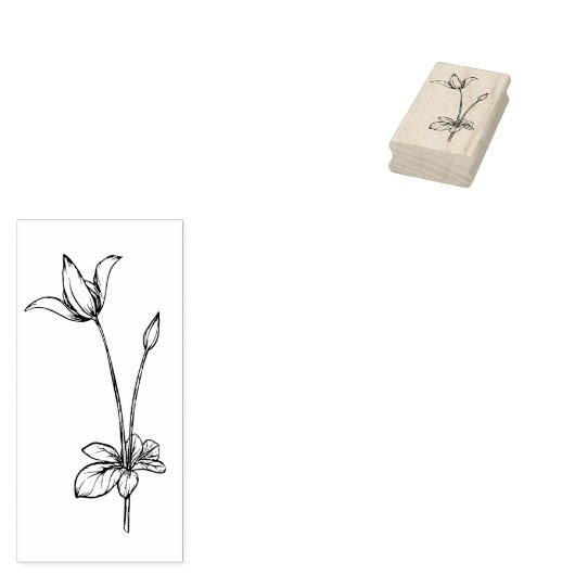 Delicate Bloem Stem Art Stempel (Gestempeld)