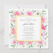 Delicate bloemblaadjes eerste communie kaart (Voorkant)