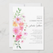 Delicate bloemblaadjes eerste communie kaart (Voorkant)