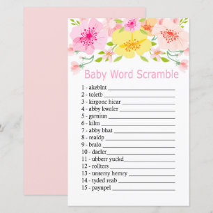 Delicate bloemen Baby word scramble game