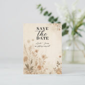 Delicate Bloemen Botanische Boho Bruiloft Aankondigingskaart (Staand voorkant)