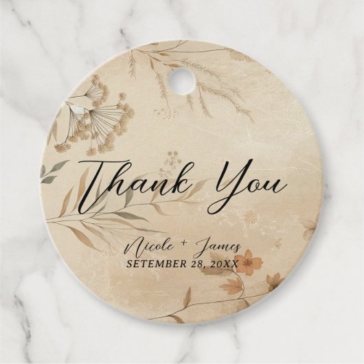 Delicate Bloemen Botanische Boho Bruiloft Bedankjes Labels (Voorkant)