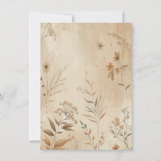 Delicate Bloemen Botanische Boho Bruiloft Kaart (Achterkant)