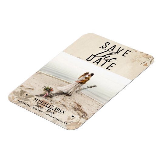 Delicate Bloemen Botanische Boho Bruiloft Magneet (Linkerzijde)