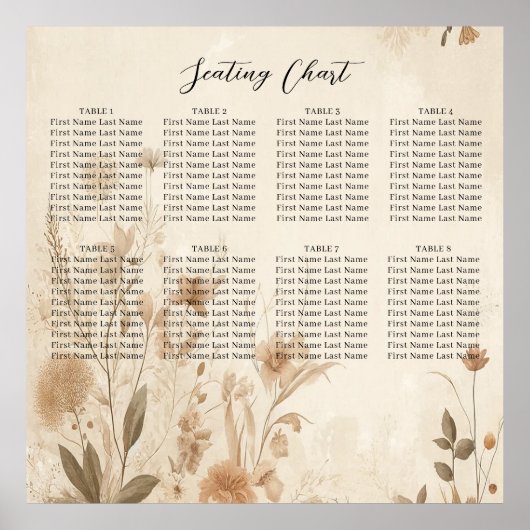 Delicate Bloemen Botanische Boho Bruiloft Poster (Voorkant)